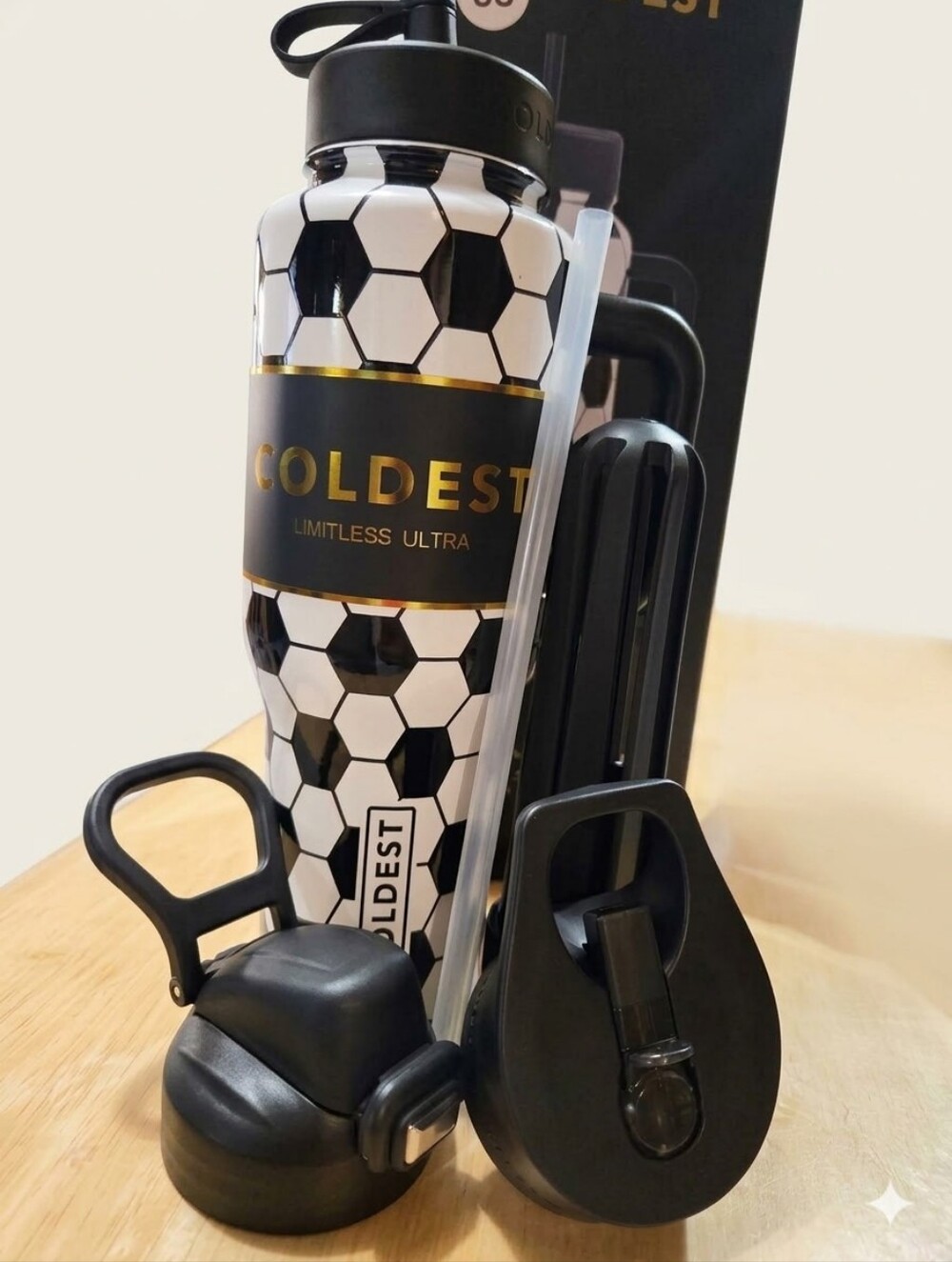 Limitless 32oz  Ultra Black & White Pursuit Of Winning Stainless Bottle NIB